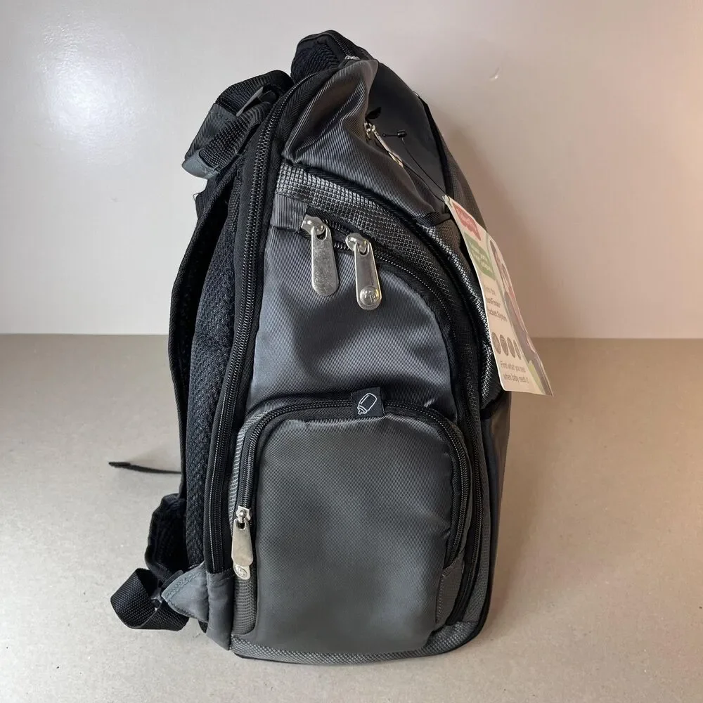 Fisher Price Deluxe Baby Sporty Dark Gray Diaper Bag Backpack Fast Finder New